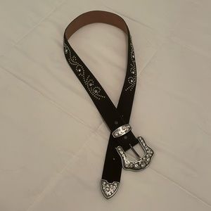 Ladies black leather belt - Justin